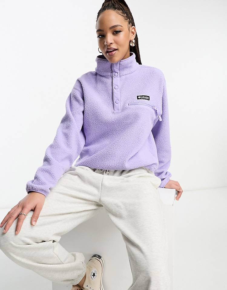 Columbia Helvetia cropped 1/2 snap fleece in lilac exclusive to ASOS